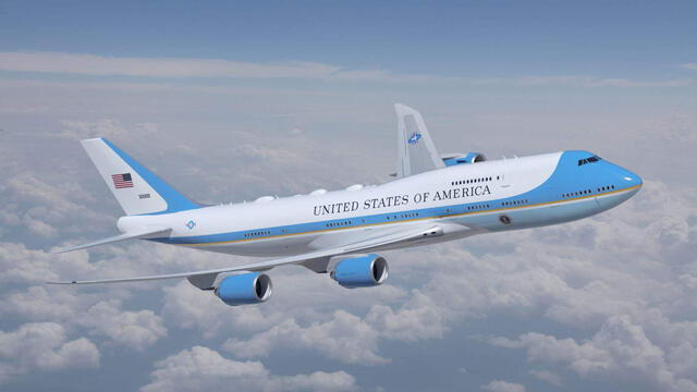  El avión presidencial despegando en Estados Unidos. Foto: difusión 