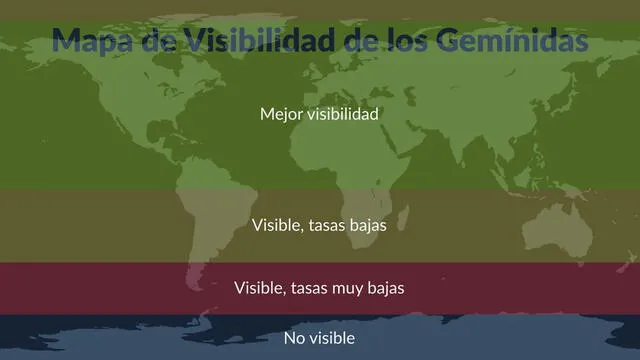  Mapa de visibilidad de Gemínidas. Foto: StarWalk   