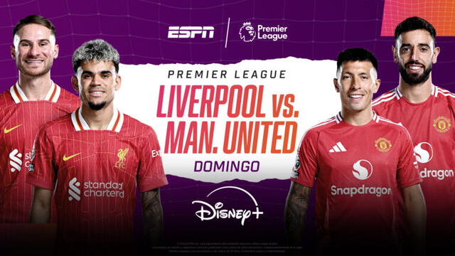  Liverpool enfrentará a Manchester United en Anfield por la Premier League. Foto: Disney Plus   