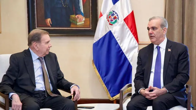  González Urrutia fue recibido por el presidente dominicano Luis Abinader. Foto: Presidencia de la República Dominicana.    