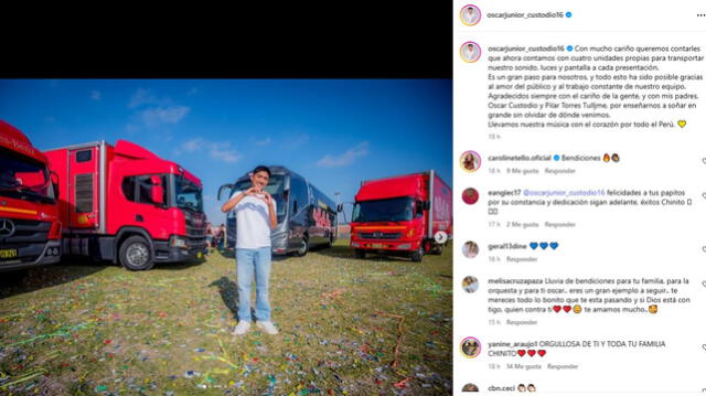 Publicación de Oscar Junior Custodio. Foto: Instagram Publicación de Oscar Junior Custodio. Foto: Instagram