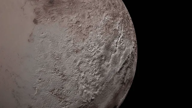  New Horizons sólo pudo tomar fotografías de alta resolución del lado de Plutón que mira hacia la sonda, conocido como el "hemisferio de encuentro". Foto: NASA/JPL   