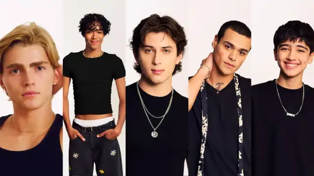 Gabi, Kauê, Alejandro, Drew y Kenneth de Santos Bravos, la boy band latina de HYBE. Foto: X/nisoule   