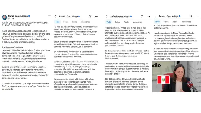 Afirmación de López Alliaga sobre Machado. Foto: Facebook Afirmación de López Alliaga sobre Machado. Foto: Facebook