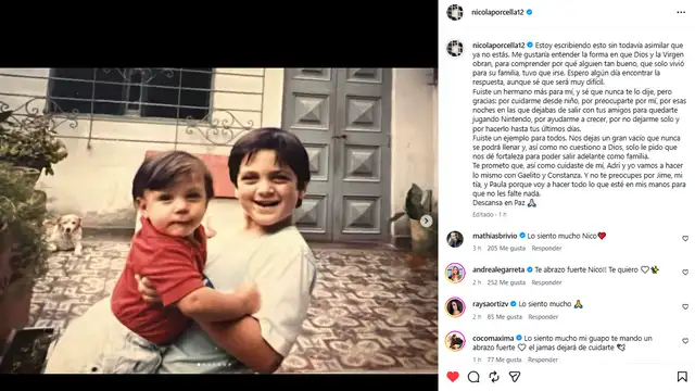 Nicola Porcella se despide de su primo Gonzalo Nicola Porcella se despide de su primo Gonzalo