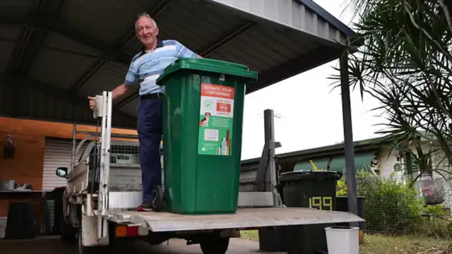 Nutley adaptó su camioneta para facilitar el reciclaje de más envases. Foto: ABC News/Jasmine Hines