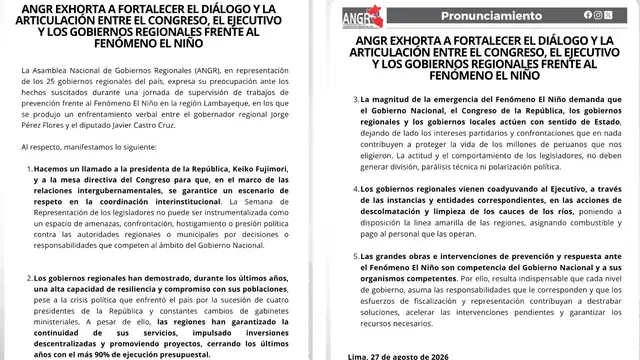 Pronunciamiento de la ANGR.