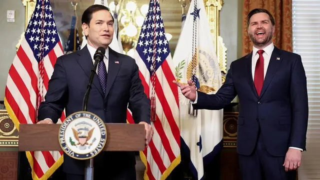 Marco Rubio, sworn in as Secretary of State in Trump's Presidency. Photo: CDN.    