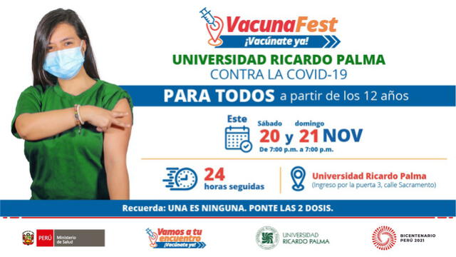 Vacunafest en Universidad Ricardo Palma. Foto: Minsa