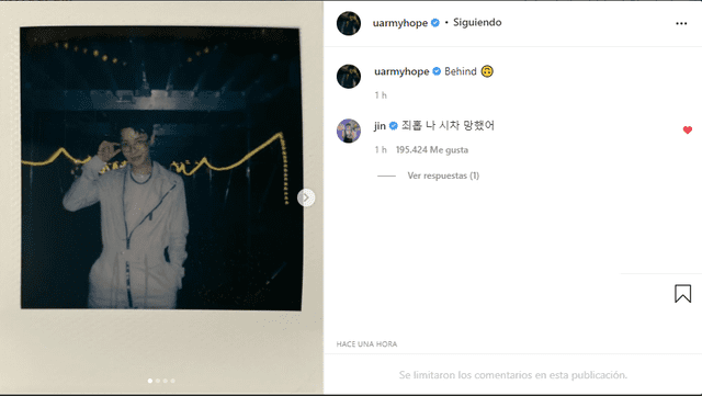 J-Hope en Instagram: miembro de BTS comparte galería de fotos. Foto: Captura IG