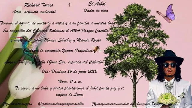Invitación a la boda de Richard Torres y un árbol