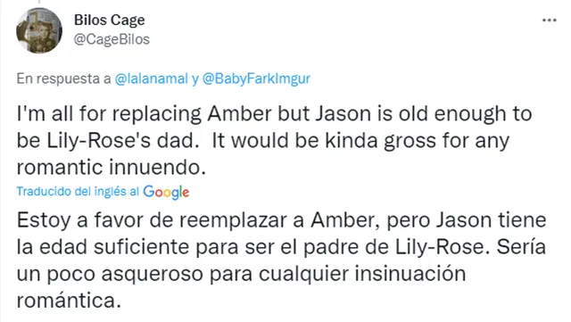 Fans se oponen a crear una relación romántica entre Lily-Rose Depp y Jason Momoa en "Aquaman 2". Foto: captura de Twitter