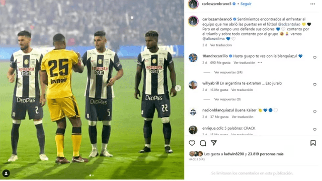 Jugadores de Alianza desactivan comentarios en redes. Foto: Instagram<br> 