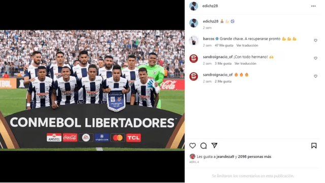 Jugadores de Alianza desactivan comentarios en redes. Foto: Instagram   