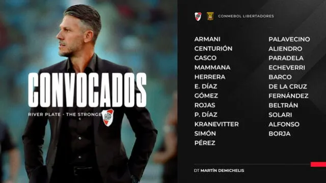 Convocados del Millonario para enfrentar a The Strongets. Foto: River Plate 