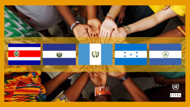  Las banderas de Costa Rica, El Salvador, Guatemala, Honduras y Nicaragua llevan el azul y el celeste en sus insignias. Foto: CEPAL    