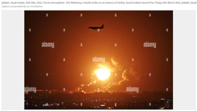  El hecho data del 2022. Se trata de un ataque aéreo en Arabia Saudita. Foto: captura en web / Alamy.    