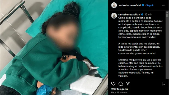 Hija de Carlos 'Tomate' Barraza recibió mensajes de apoyo. Foto: Instagram/Carlos Barraza   