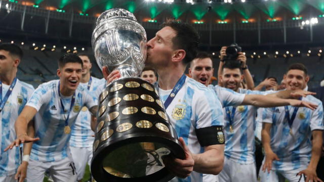 La Argentina de Lionel Messi derrotó 1-0 a Brasil en el Maracana para lograr su último título de Copa América. El gol lo marcó Ángel Di María. Foto: ESPN   