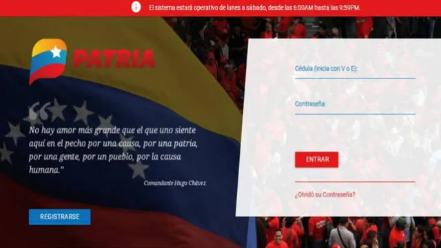 Esta es la plataforma oficial para la entrega de bonos en Venezuela. Foto: Patria