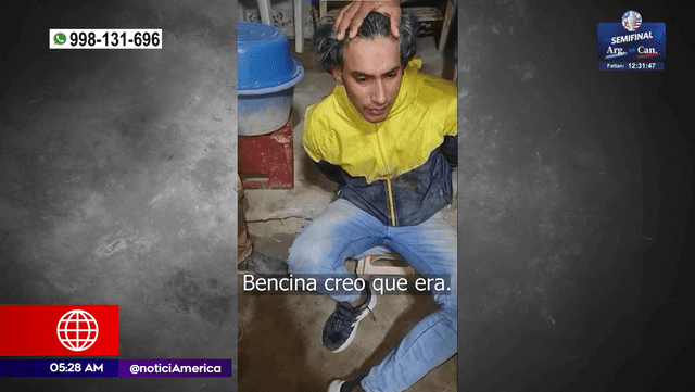 Hombre aseguró usar bencina para atacar a su víctima. Foto: Captura América Noticias   