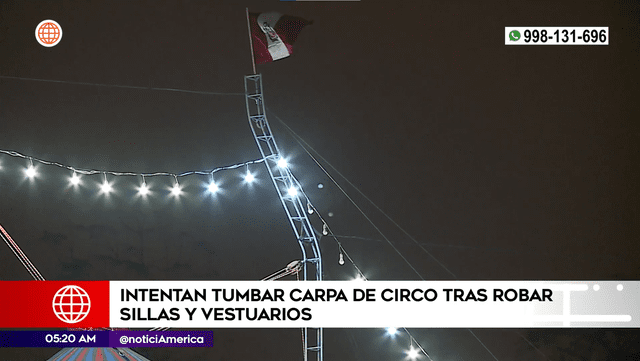 Así terminó una de las columnas del circo luego de ser violentada. Foto: Captura América Televisión   