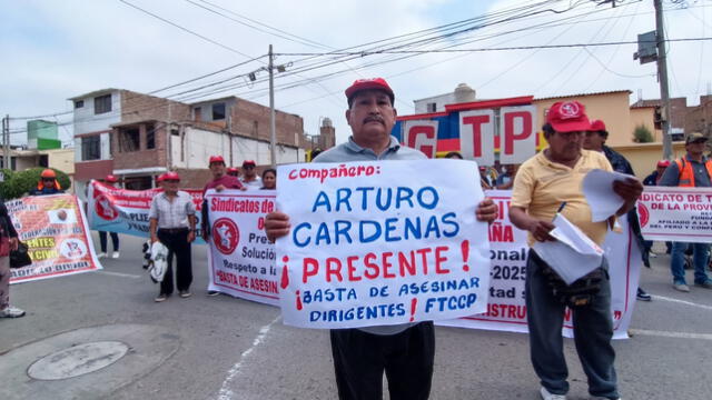 Trabajadores en Chiclayo exigen justicia para Arturo Cárdenas. Foto: Emmanuel Moreno - LR   