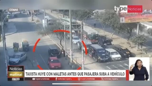 Mujer tomó el servicio de taxi en la intersección de la avenida Micaela Bastidas y la avenida Túpac Amaru. Foto: Captura TVPerú   