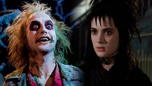 Michael Keaton y Winona Ryder, figuras de la primera entrega de 'Beetlejuice' en 1988, repiten el plato en la secuela de 2024. Foto: Sensacine.   