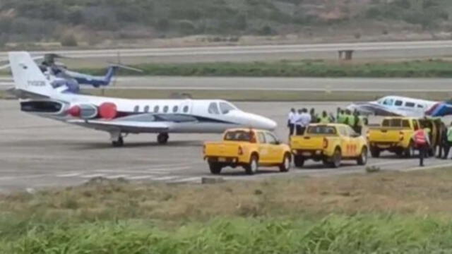  Avión oficial venezolano en el aeropuerto de la ciudad fronteriza colombiana de Cúcuta. Foto: NTN24    