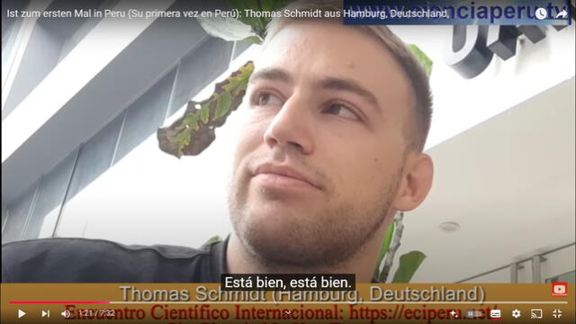  Thomas Schmidt llegó en noviembre del 2024 por primera vez al Perú. Foto: captura YouTube/ Modesto Montoya   