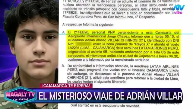  Documento probaría que Villar viajó a Cajamarca tras atropello. Foto: Captura Magaly TV, La Firme    