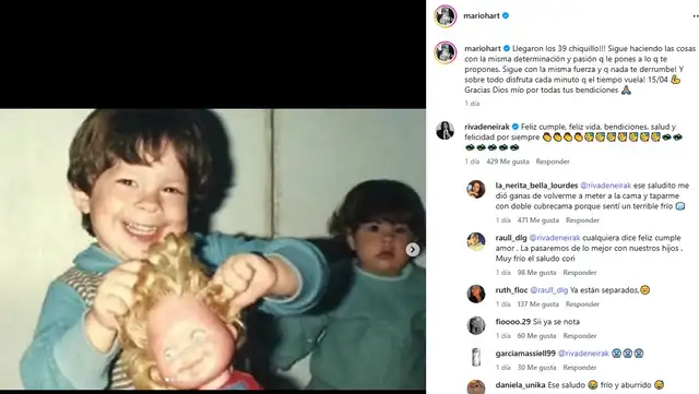 Mario Hart recibió mensaje de su esposa en el día de su cumpleaños. Foto: Instagram Mario Hart recibió mensaje de su esposa en el día de su cumpleaños. Foto: Instagram