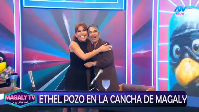 Magaly Medina y Ethel Pozo se dieron cálido abrazo. Foto: ATV. Magaly Medina y Ethel Pozo se dieron cálido abrazo. Foto: ATV.