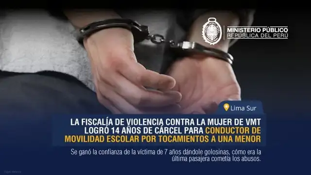 La sentencia fue lograda por la Fiscalía Provincial Especializada en Violencia contra la Mujer, que presentó pruebas contundentes sobre la responsabilidad del acusado en estos actos inapropiados.  