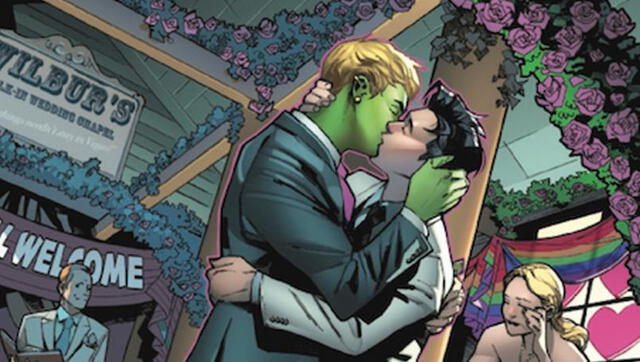 La boda de Hulkling y Wiccan durante Empyre #4. Crédito: Marvel Comics.