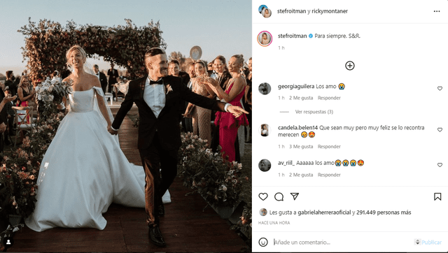 Stefi Roitman y Ricky Montaner son oficialmente esposos. Foto: Stefi Roitman/Ricky Montaner/Instagram