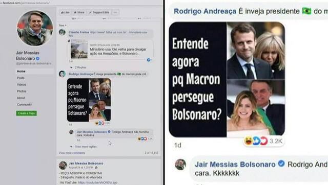 Insulto de Bolsonaro en Facebook