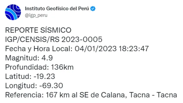 Sismo en Tacna.