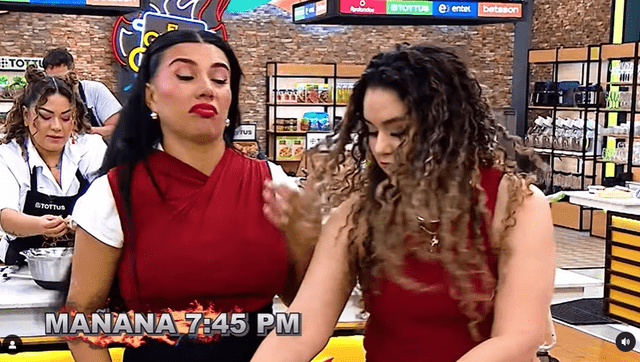  Diana Sánchez frente a frente con Brenda Dávila, novia de Giacomo Bocchio.    