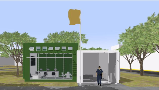  Así lucirá el módulo descentralizado de seguridad, según la municipalidad miraflorina. Foto: Municipalidad de Miraflores   