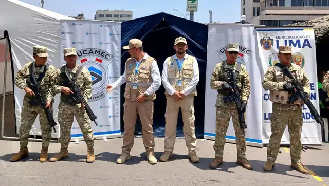  Puesto de control permanente de Sucamec en la Plaza Gastañeta. Foto: Sucamec.   