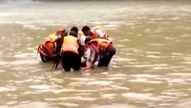 Momento en el que rescatan a la única sobreviviente de la tragedia. Foto: YouTube/ANI