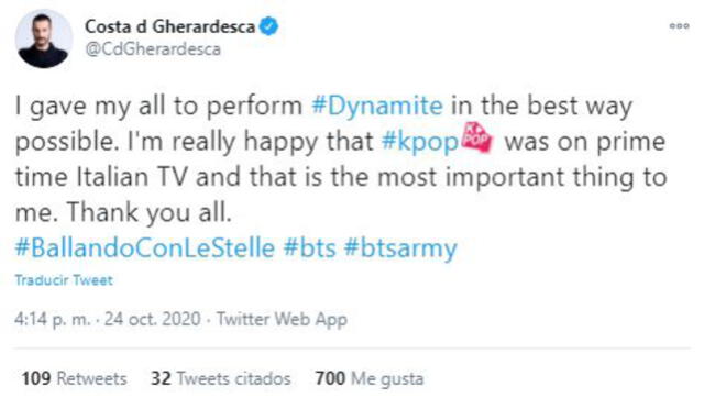 Participante de Bailando con las estrellas presentó coreografía de BTS. Foto: Twitter