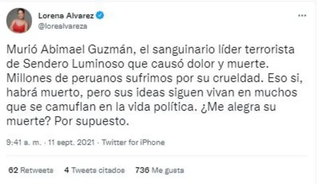 Twitter de Lorena Álvarez