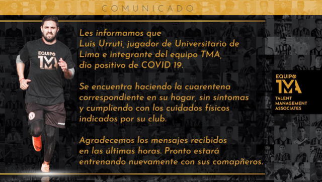 Luis Urriti dio positivo en la prueba de coronavirus.
