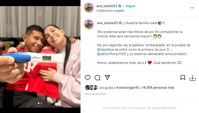  Edison Flores y Ana Siucho tendrán un segundo bebé. Foto: @anasiucho/Instagram<br><br>    