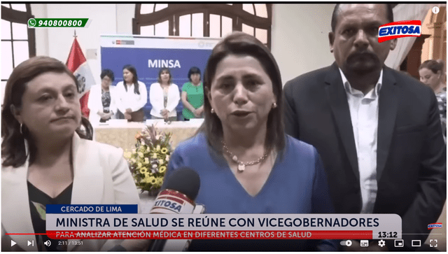  Rosa Gutiérrez realiza declaraciones a medio local tras el evento con vicegobernadores y vicegobernadoras. Foto: captura en YouTube/Exitosa    