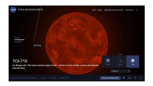 TOI-715b posee un tamaño aproximadamente 1,5 veces mayor que la Tierra y orbita en la zona habitable de su estrella. Foto: NASA.   