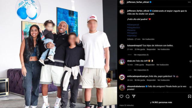  Jefferson Farfán compartió foto junto a sus 4 hijos por primera vez. Foto: Instagram/Jefferson Farfán  